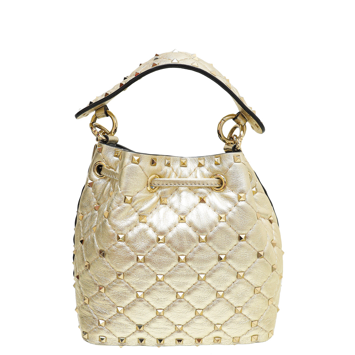 Valentino Gold Rockstud Spike Mini Bucket Bag-Valentino-THE CLOSET