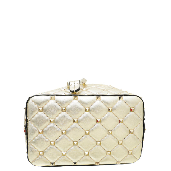 Valentino Gold Rockstud Spike Mini Bucket Bag