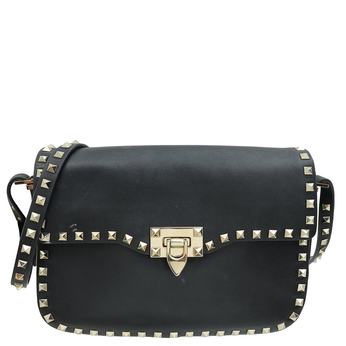 Valentino Black Rockstud Flap Bag-Valentino-THE CLOSET