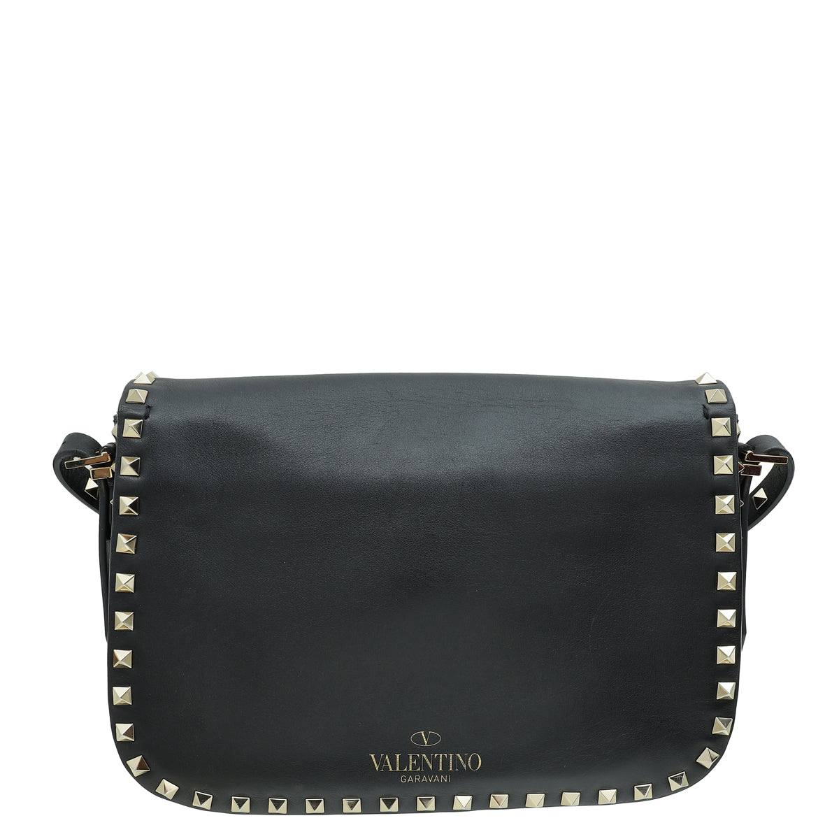 Valentino Black Rockstud Flap Bag-Valentino-THE CLOSET