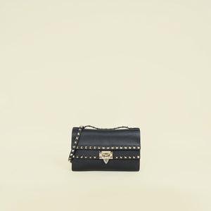 Valentino Black Rockstud Top Handle Crossbody Bag