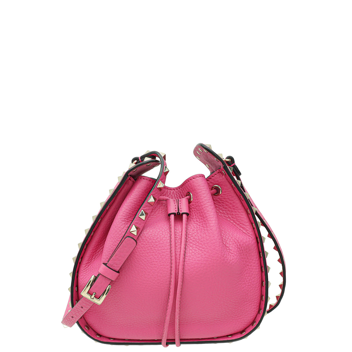 Valentino Pink Rockstud Drawstring Crossbody Bag-Valentino-THE CLOSET