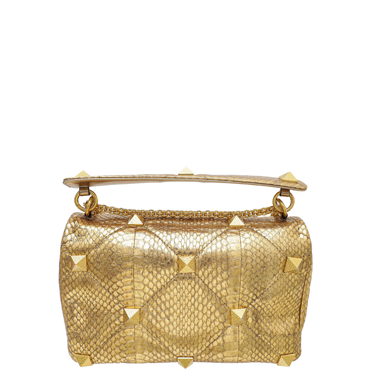 Valentino Metallic Gold Roman Stud The Shoulder Bag Large