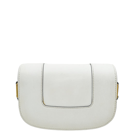 Valentino White Vlogo Supervee Flap Small Shoulder Bag