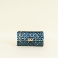 Valentino Metallic Peacock Rockstud Spike Crossbody Chain Clutch Bag