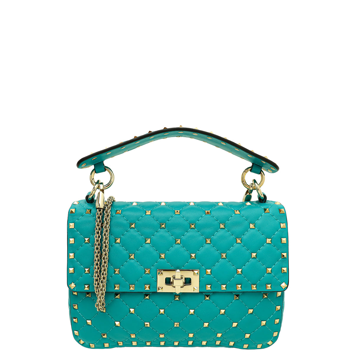 Valentino Turquoise Spike Rockstud Small Shoulder Bag