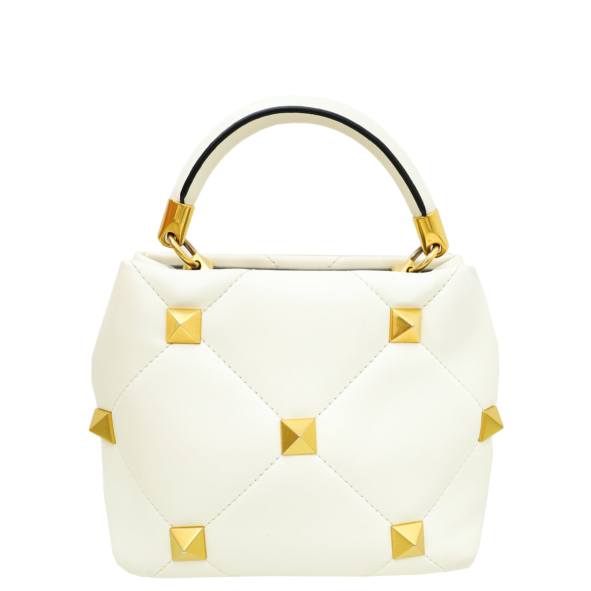 Valentino White Roman Studs Small Top Handle Bag-Valentino-THE CLOSET