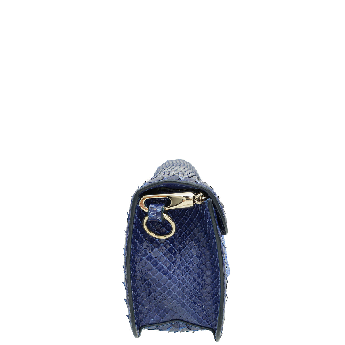 Valentino Blue V Logo Python Middle East Exclusive Plaque Chain Linked Clutch Bag