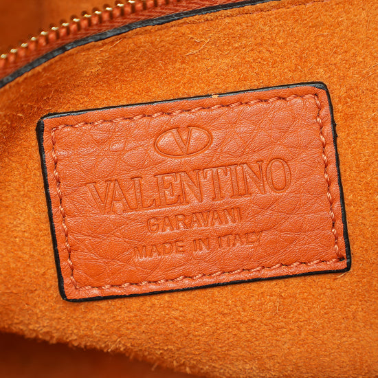 Valentino Orange Brown My Rockstud Single Handle Medium Bag