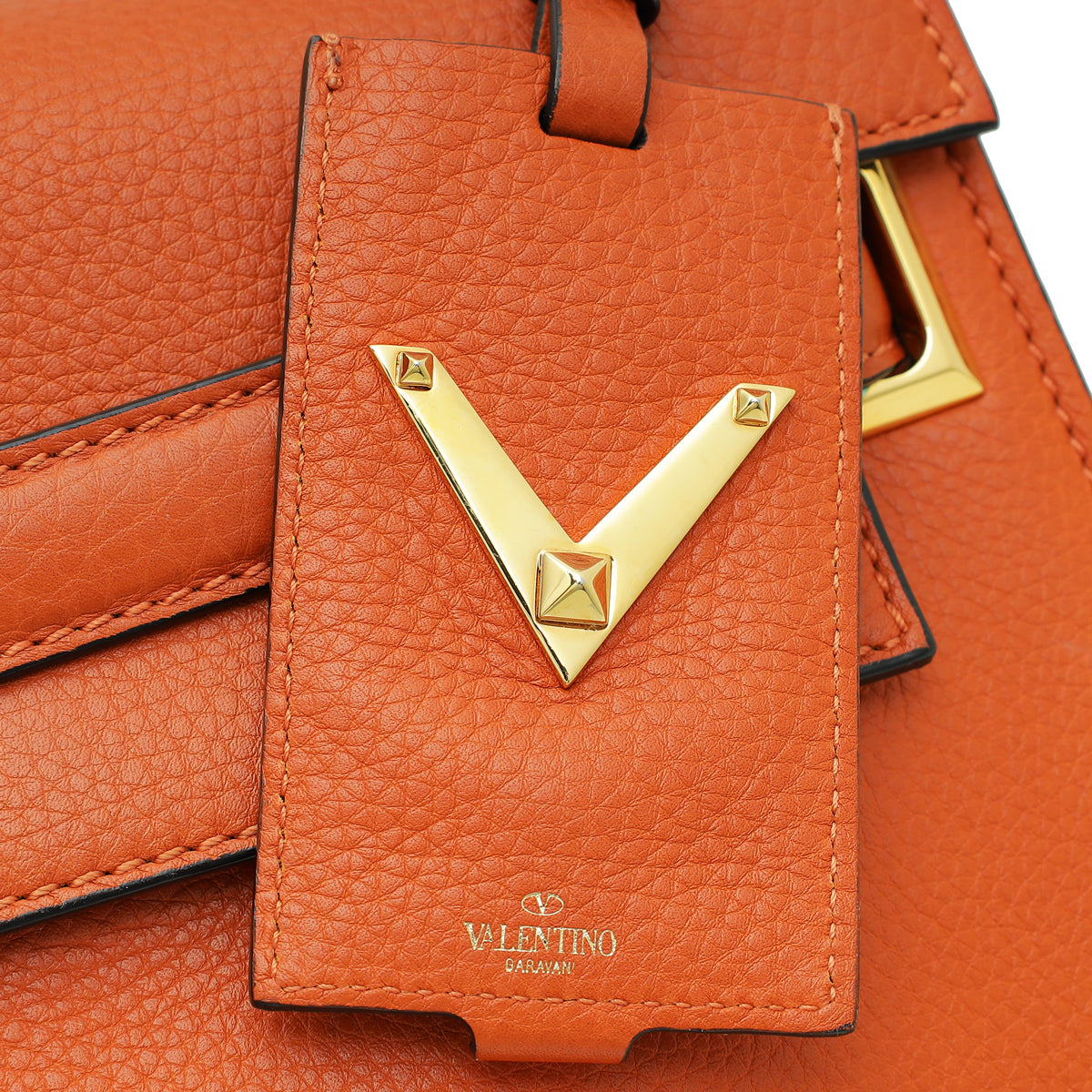 Valentino Orange Brown My Rockstud Single Handle Medium Bag