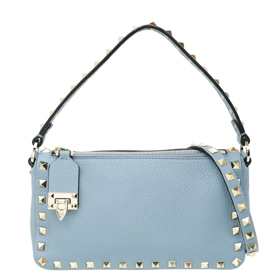 Valentino Porcelain Blue Rockstud Convertible Small Crossbody Bag