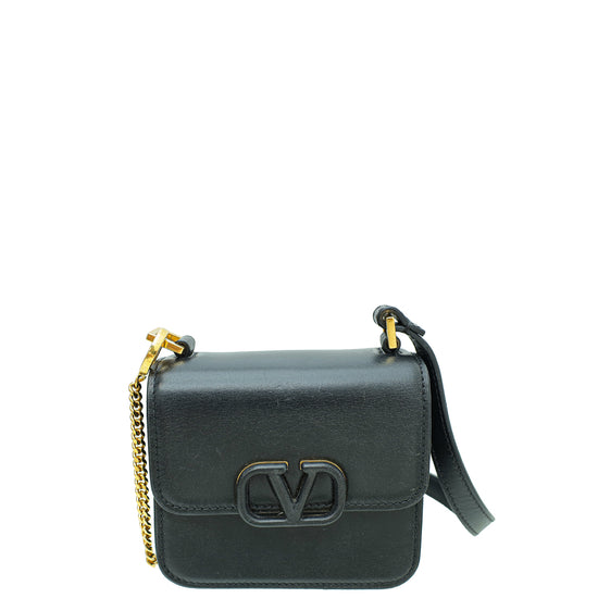 Valentino Black Vlogo Micro Flap Crossbody Bag