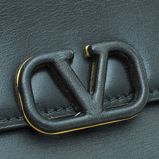 Valentino Black Vlogo Micro Flap Crossbody Bag