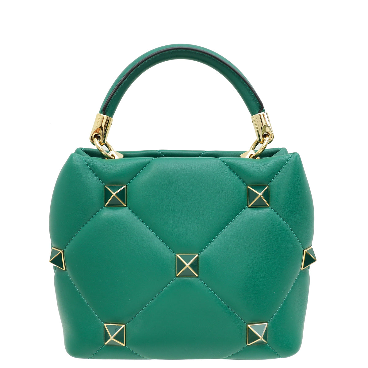 Valentino Jungle Green Roman Stud Top Handle Bag-Valentino-THE CLOSET