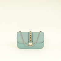 Valentino Dark Mint Green Glam Lock Rockstud Medium Flap Bag
