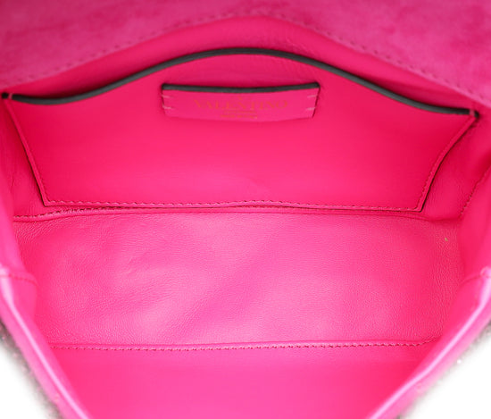 Valentino Hot Pink Small Roman The Stud Crystal Shoulder Bag