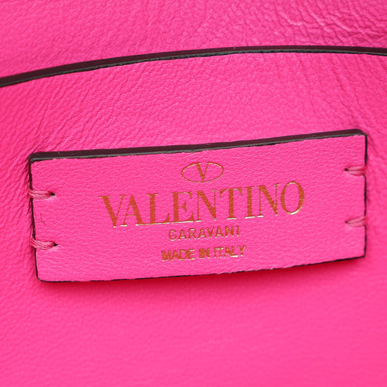 Valentino Hot Pink Small Roman The Stud Crystal Shoulder Bag