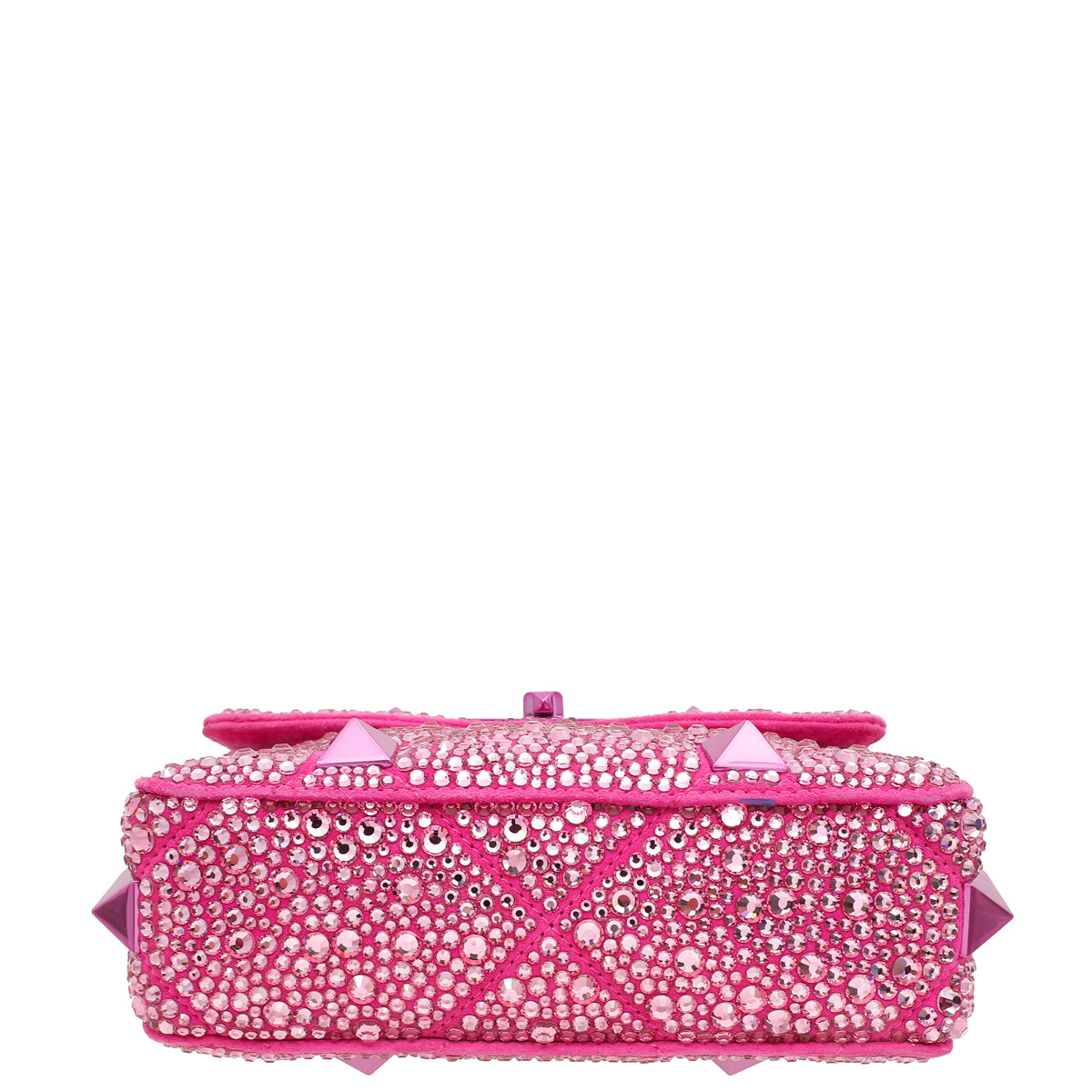 Valentino Hot Pink Small Roman The Stud Crystal Shoulder Bag