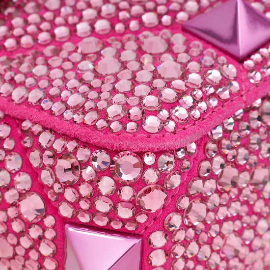 Valentino Hot Pink Small Roman The Stud Crystal Shoulder Bag