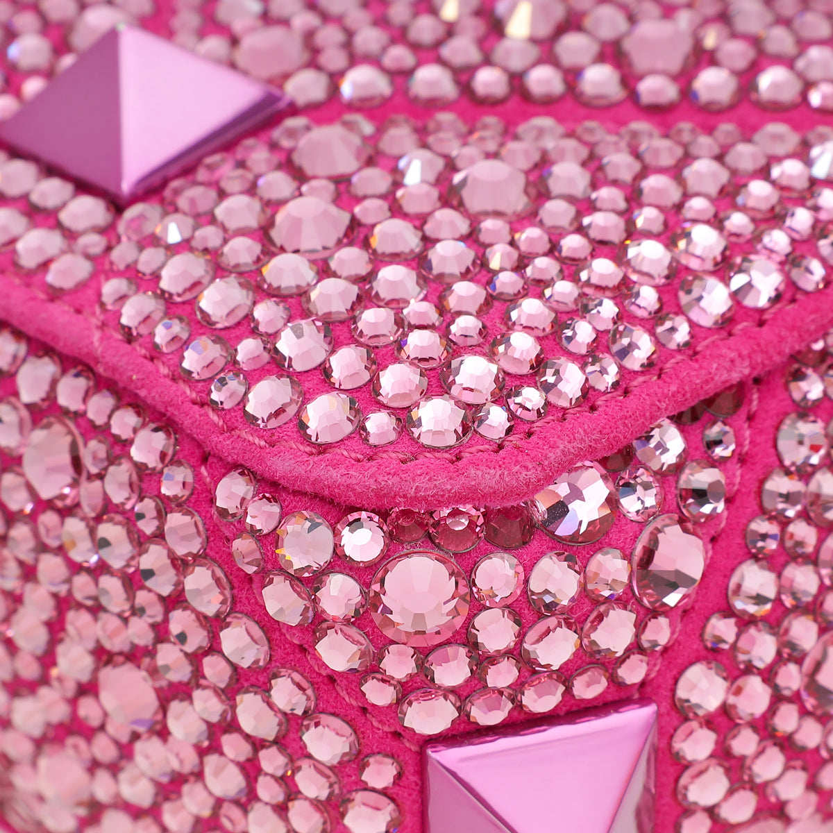 Valentino Hot Pink Small Roman The Stud Crystal Shoulder Bag