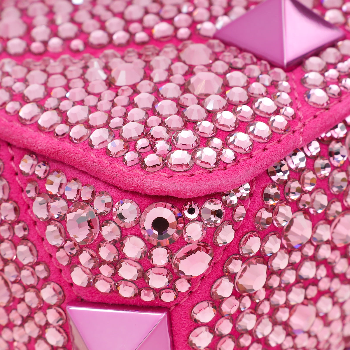 Valentino Hot Pink Small Roman The Stud Crystal Shoulder Bag