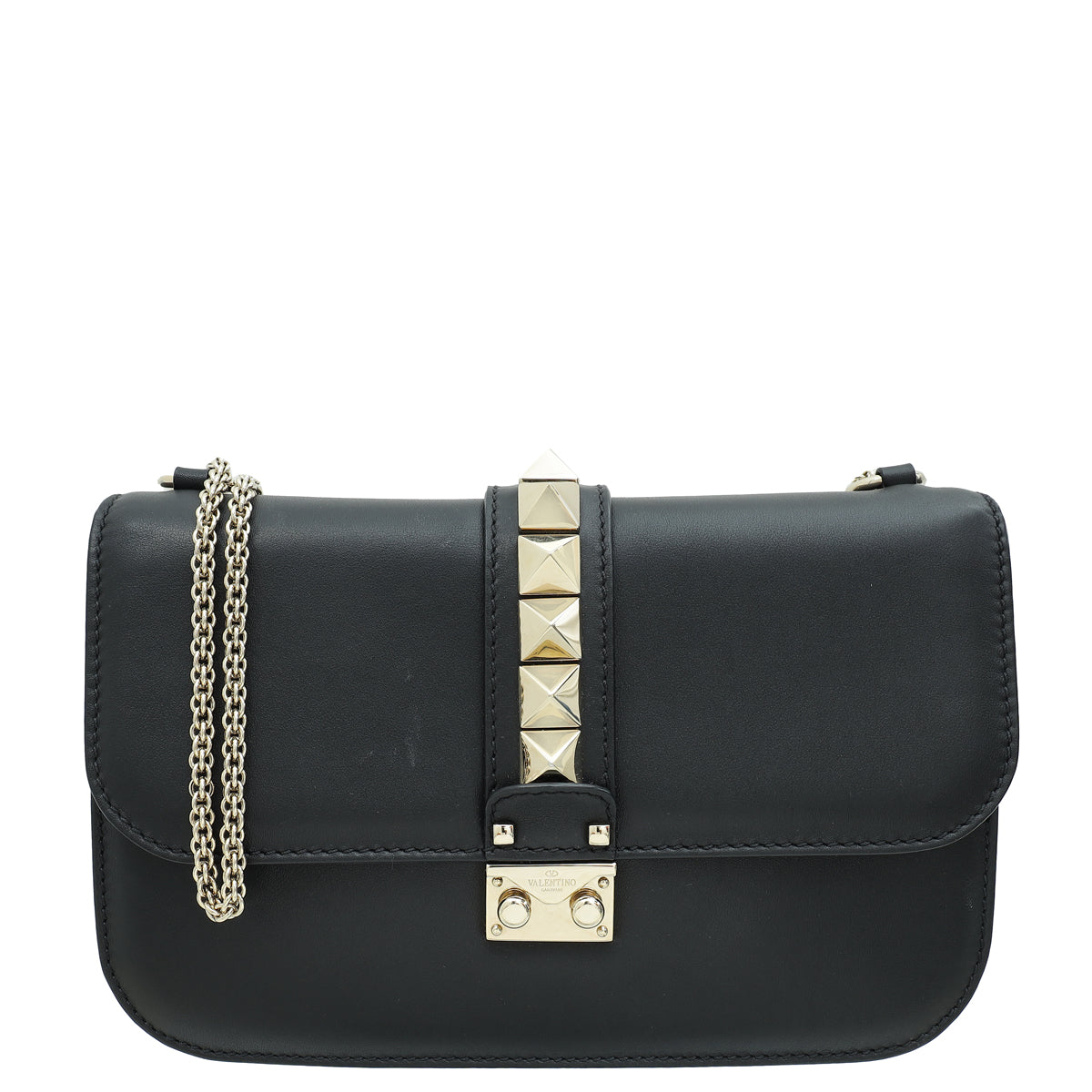 Valentino Black Glam Lock Medium Flap Bag-Valentino-THE CLOSET