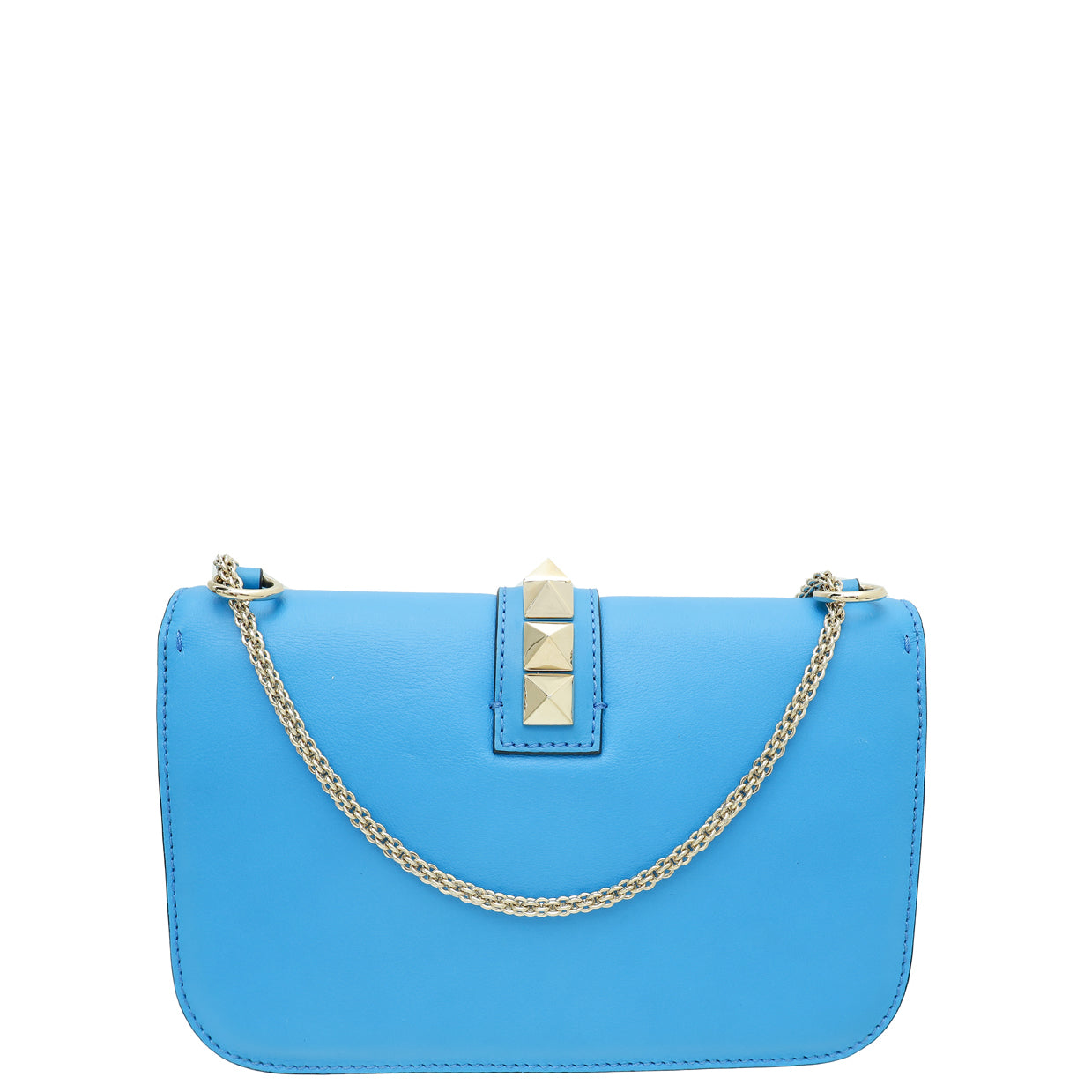Valentino Sky Blue Rockstud Glam Lock Medium Shoulder Bag-Valentino-THE CLOSET