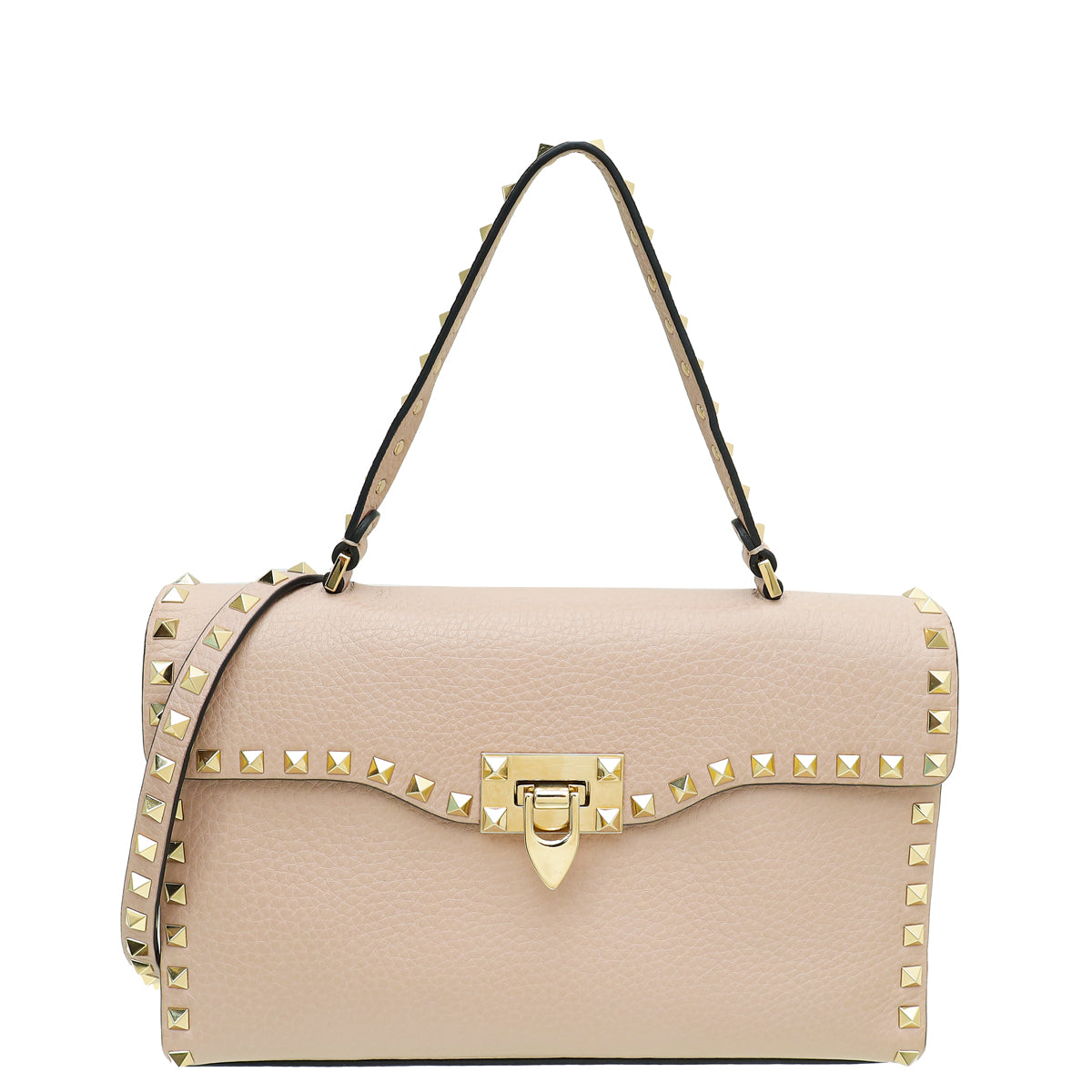 Valentino Poudre Rockstud Top Handle Bag-Valentino-THE CLOSET