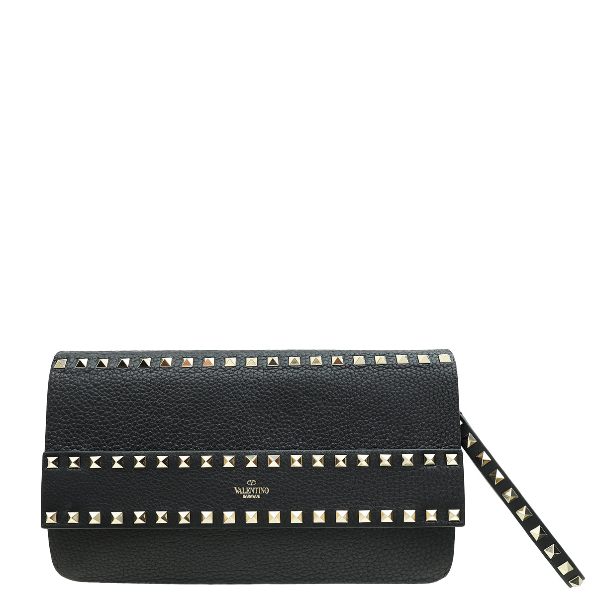 Valentino Black Rockstud Wristlet Clutch-Valentino-THE CLOSET