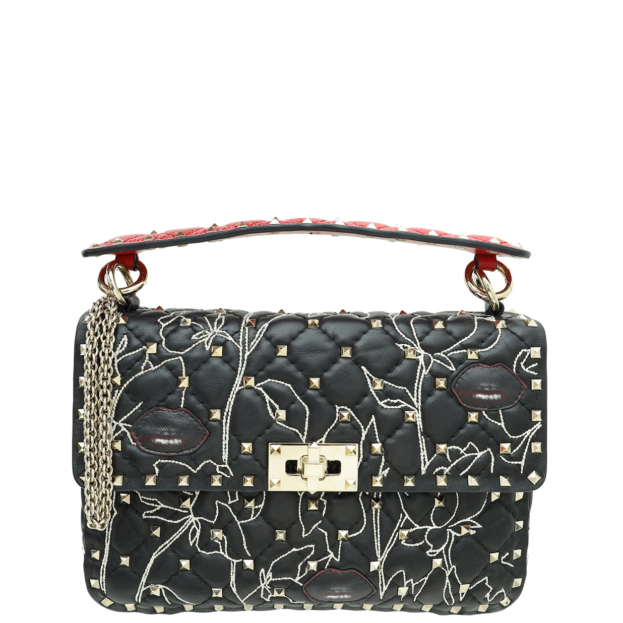 Valentino Black X Undercover Spike Rockstuds Embroidered Small Shoulder Bag-Valentino-THE CLOSET