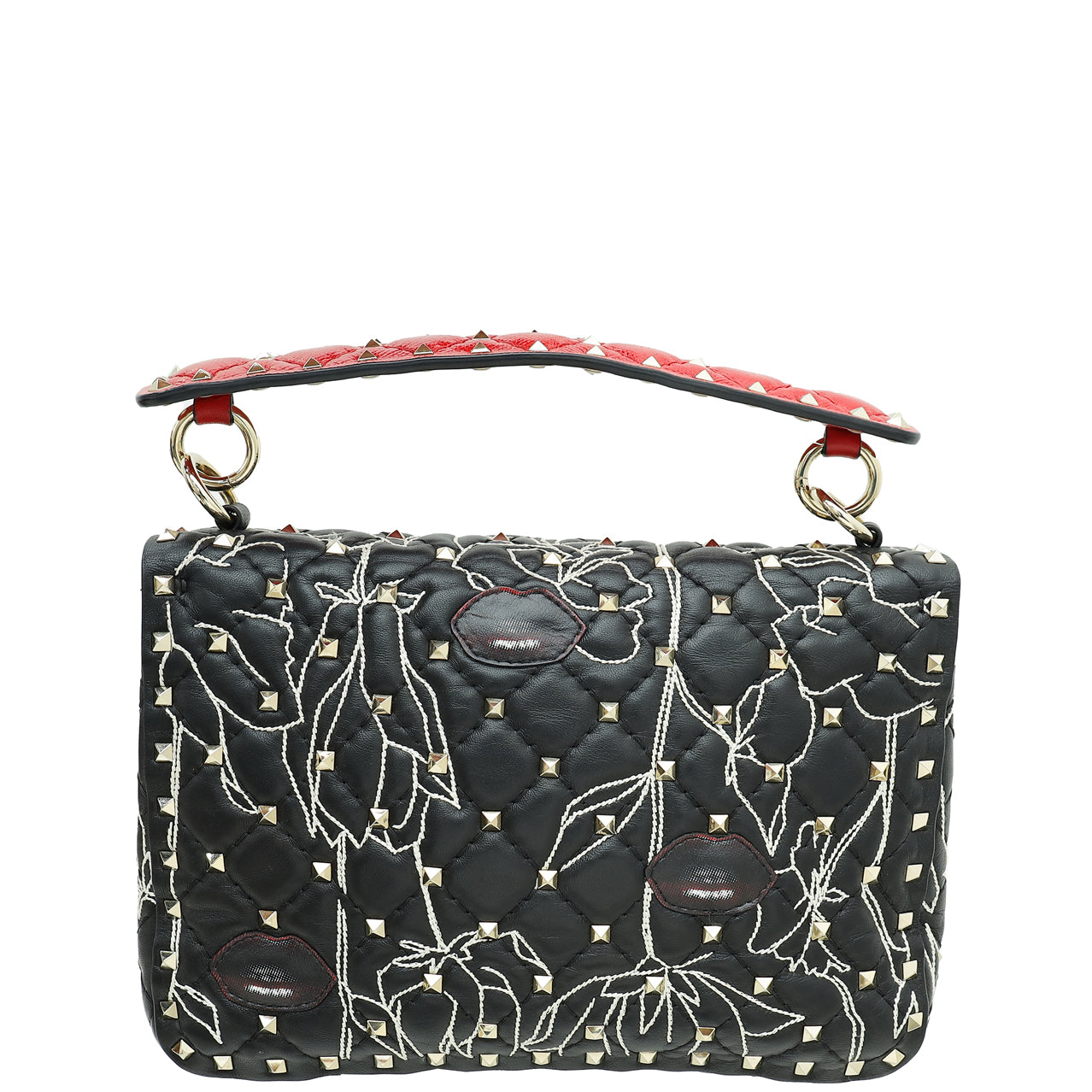 Valentino Black X Undercover Spike Rockstuds Embroidered Small Shoulder Bag