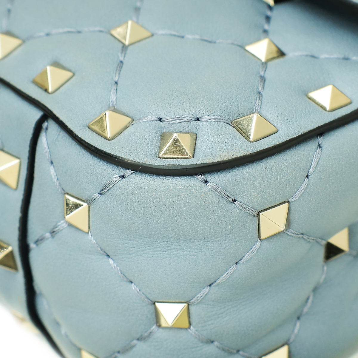 Valentino Light Blue Rockstud Spike Flap Chain Small Bag