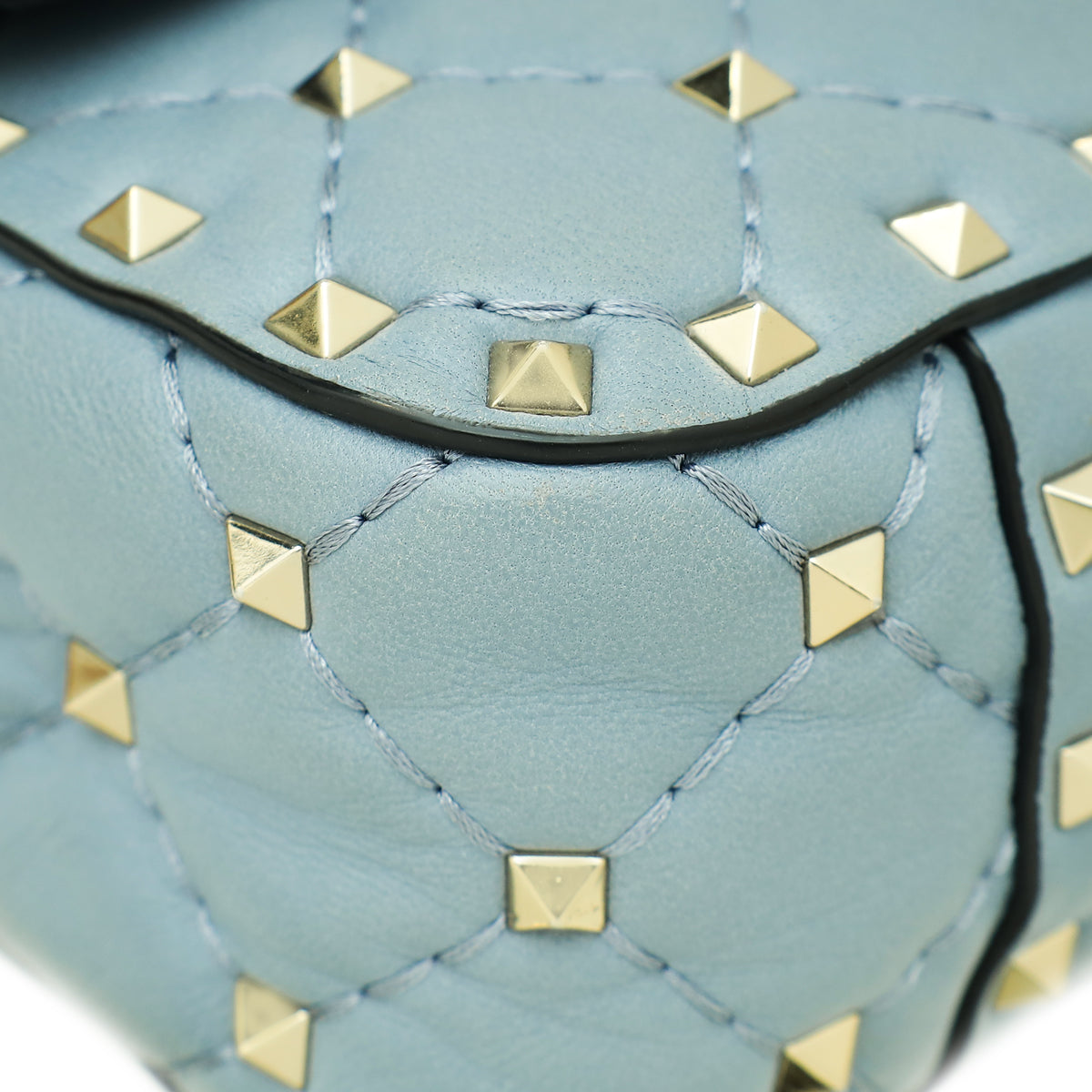 Valentino Light Blue Rockstud Spike Flap Chain Small Bag