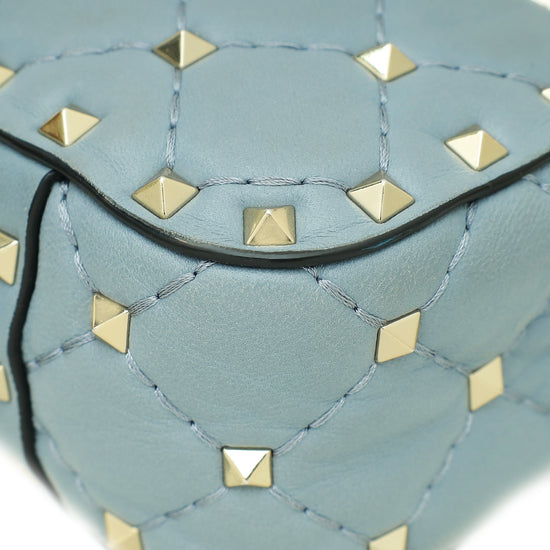 Valentino Light Blue Rockstud Spike Flap Chain Small Bag
