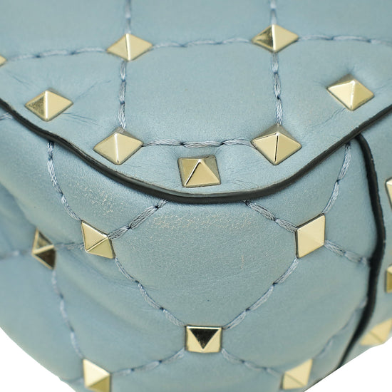 Valentino Light Blue Rockstud Spike Flap Chain Small Bag