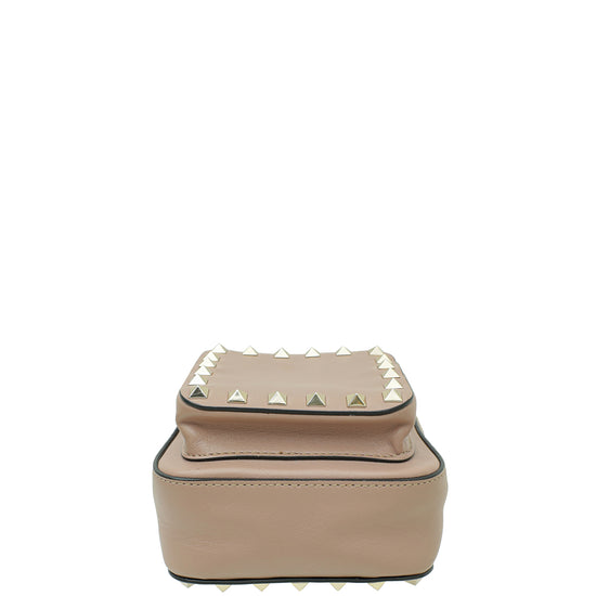 Valentino Beige Rockstud Zip Pouch with Strap Bag