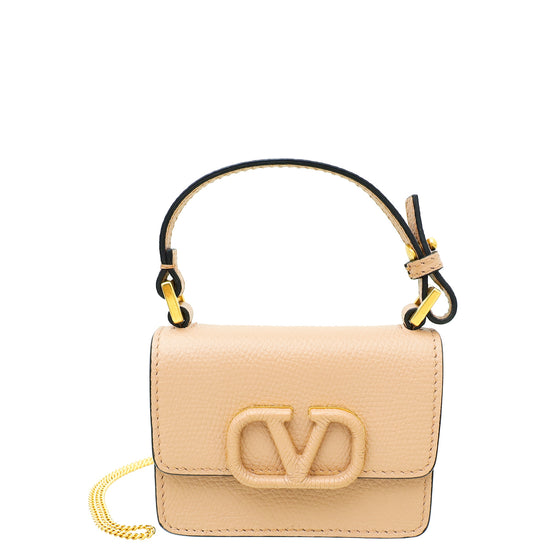 Valentino Poudre VLogo Compact Micro Wallet with Chain