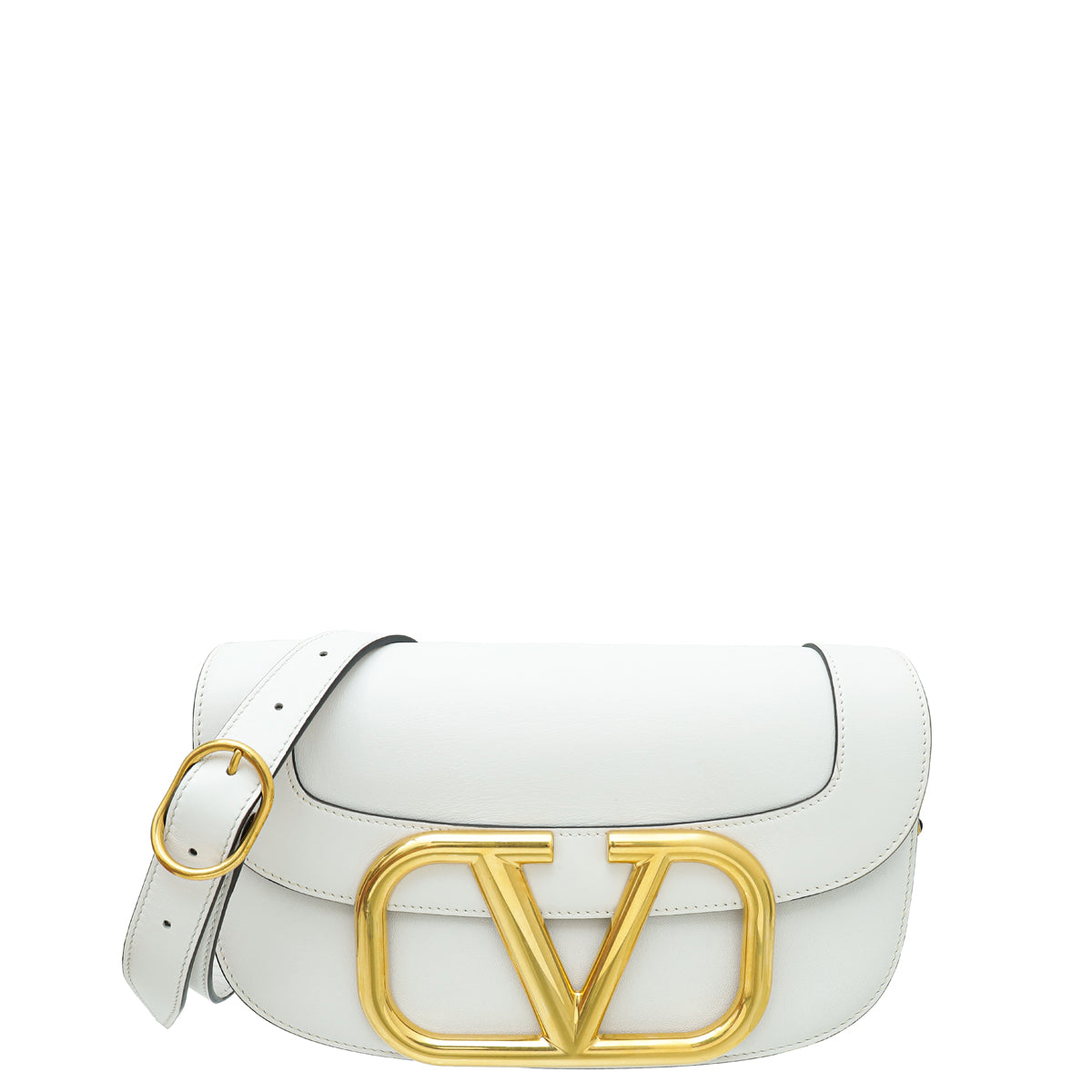 Valentino White Vlogo Supervee Medium Shoulder Bag