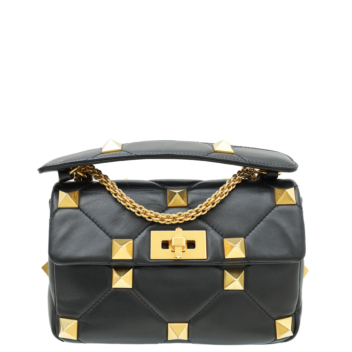 Valentino Black Roman Stud Medium The Shoulder Bag-Valentino-THE CLOSET