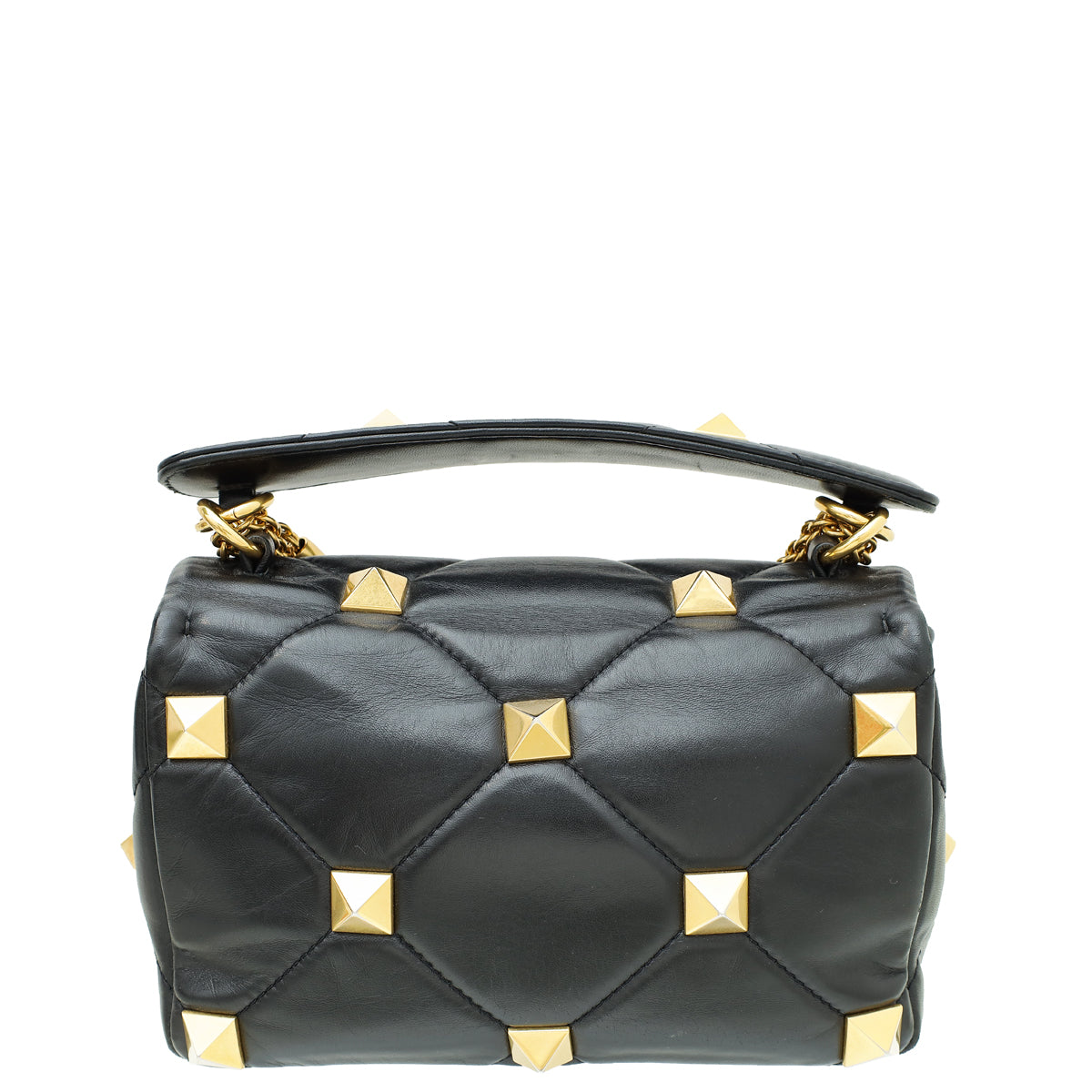 Valentino Black Roman Stud Medium The Shoulder Bag-Valentino-THE CLOSET