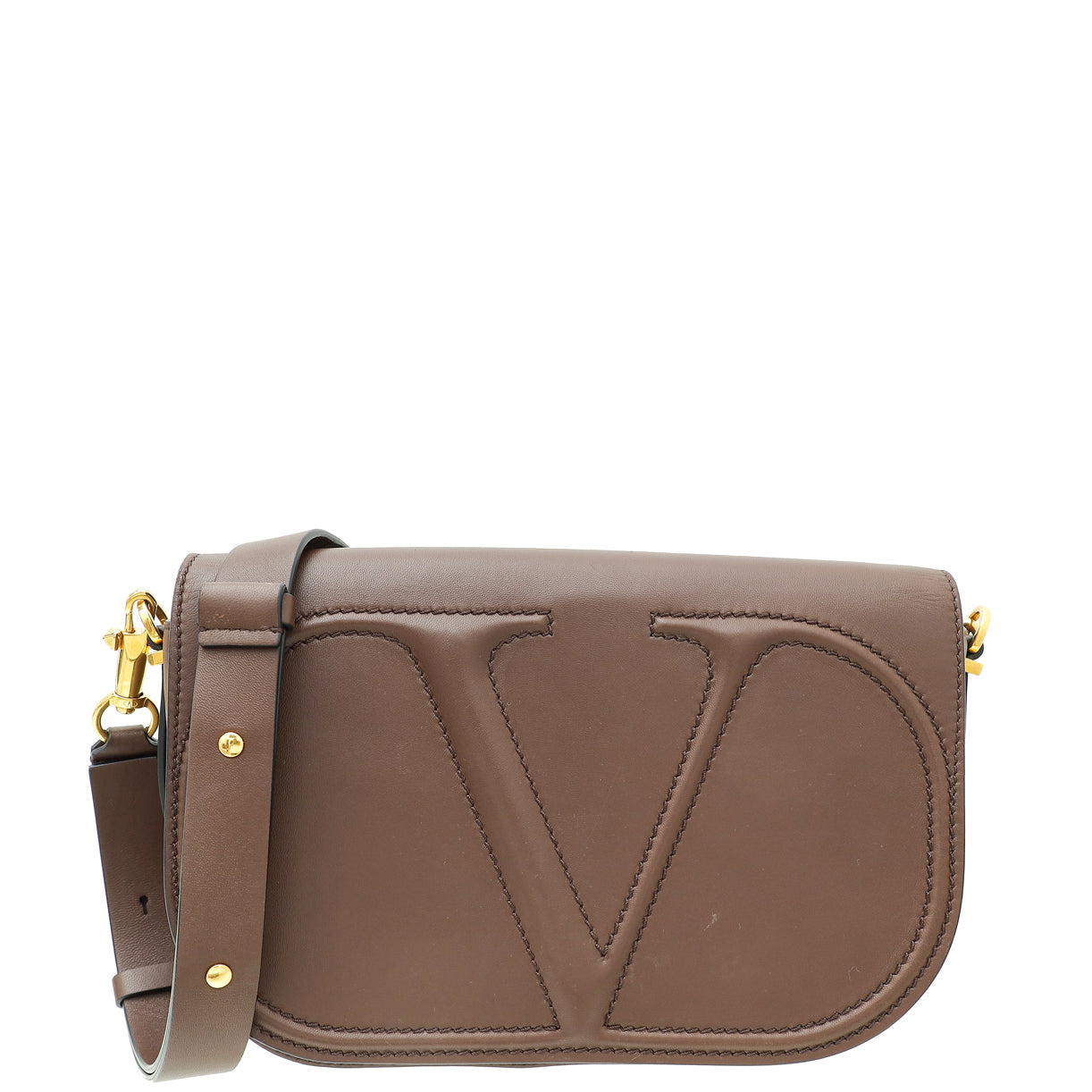 Valentino Brown Vlogo Walk Shoulder Bag-Valentino-THE CLOSET