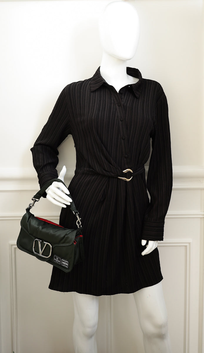 Valentino Khaki and Porter Loco Medium Shoulder Bag-Valentino-THE CLOSET