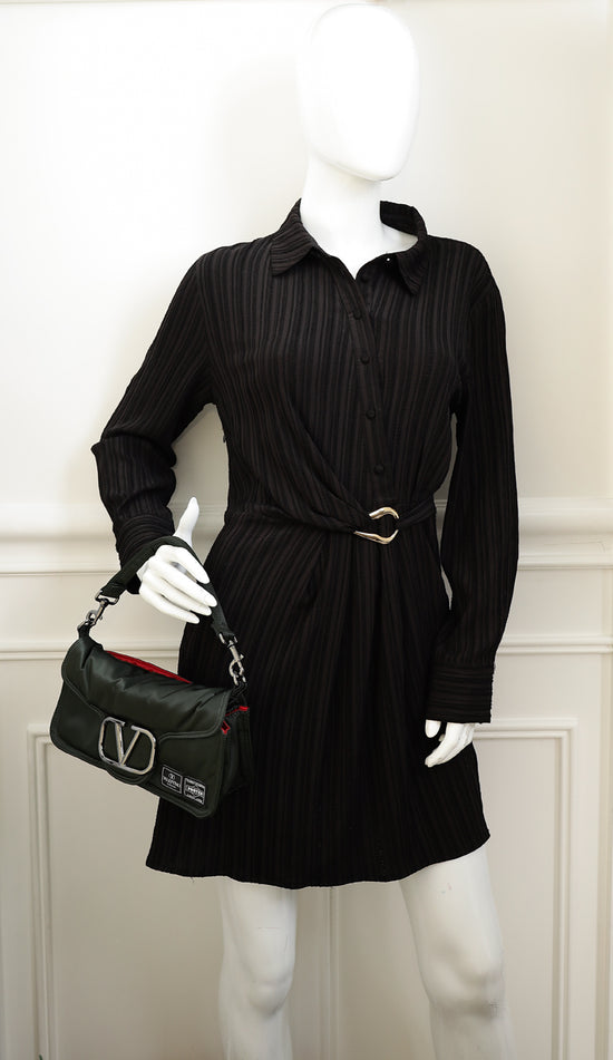 Valentino Khaki and Porter Loco Medium Shoulder Bag-Valentino-THE CLOSET