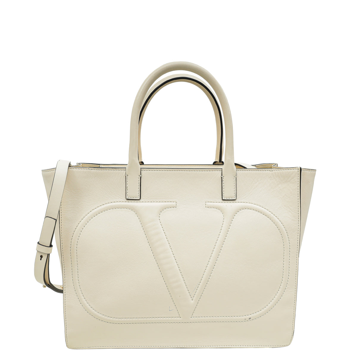 Valentino Light Cream VLogo Walk Tote Bag-Valentino-THE CLOSET