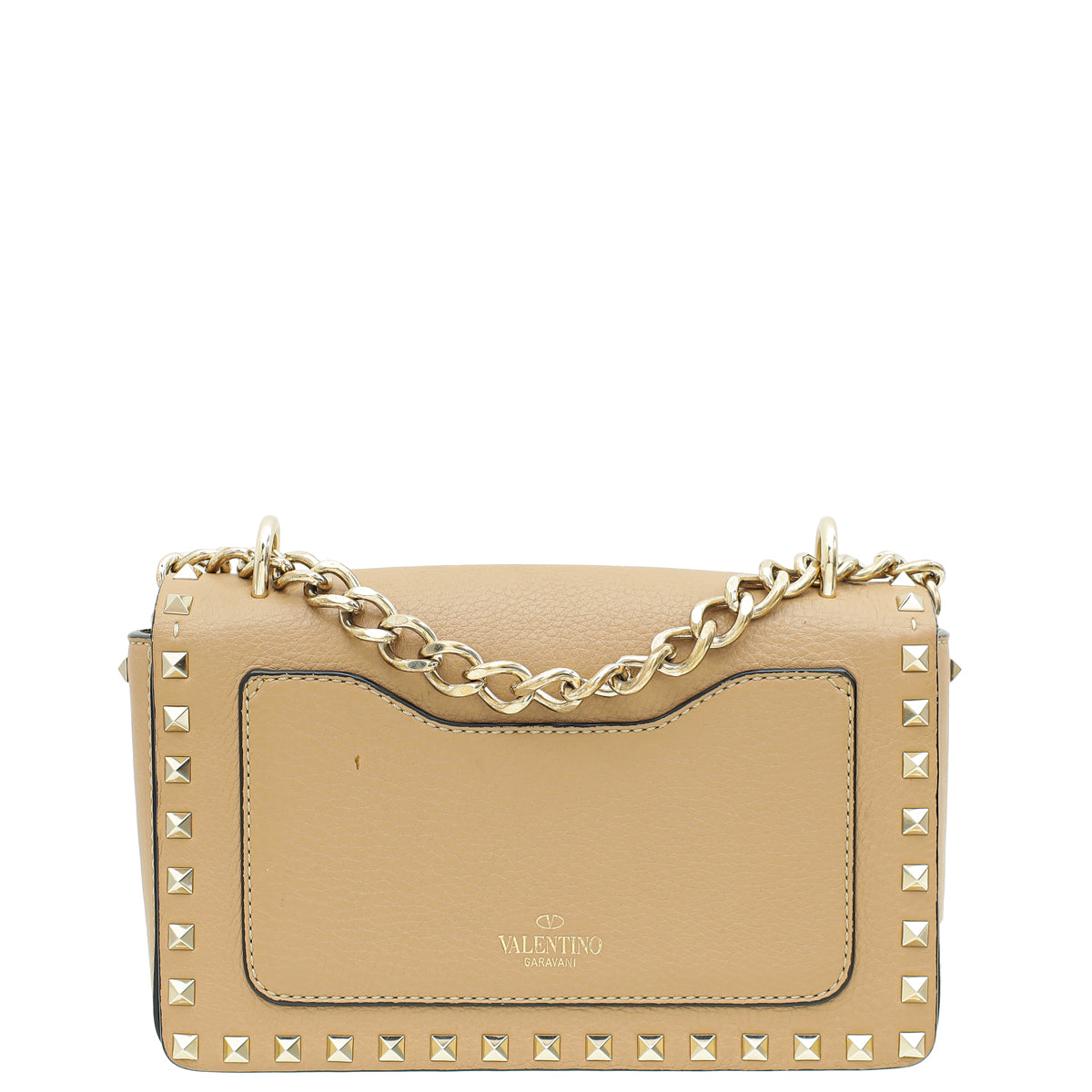 Valentino Beige Rockstud Flip Lock Flap Bag-Valentino-THE CLOSET