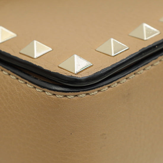 Valentino Beige Rockstud Flip Lock Flap Bag