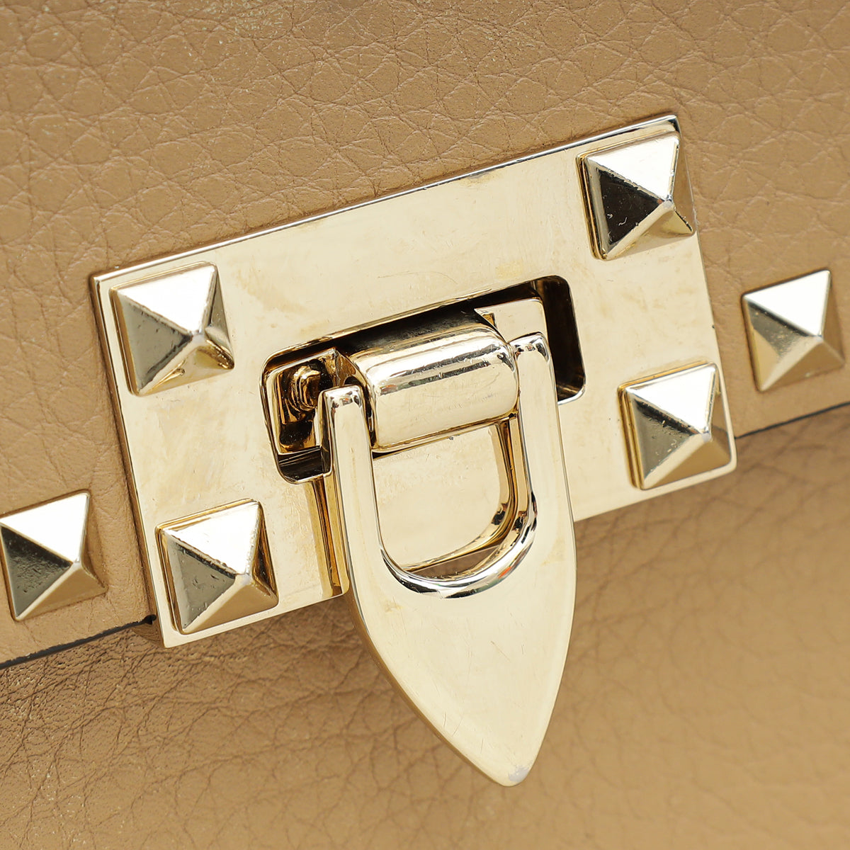 Valentino Beige Rockstud Flip Lock Flap Bag