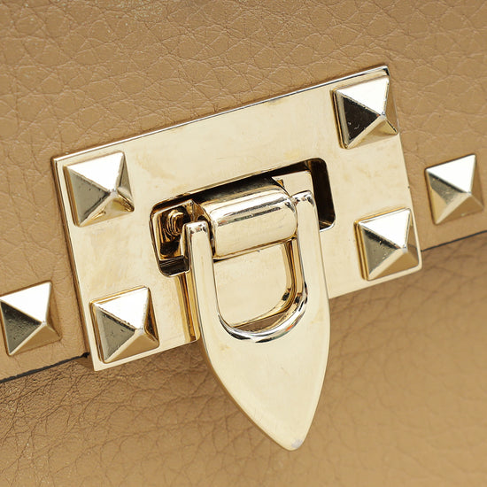 Valentino Beige Rockstud Flip Lock Flap Bag