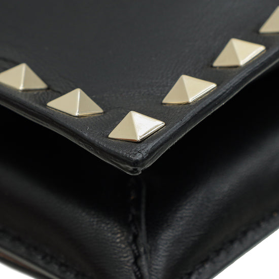 Valentino Black Rockstud Wristlet Clutch