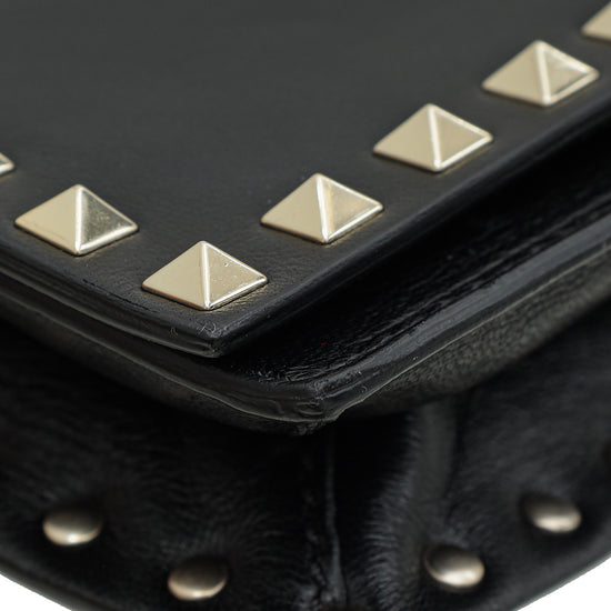 Valentino Black Rockstud Wristlet Clutch